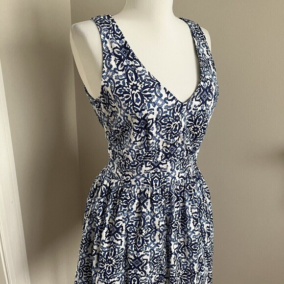 Milly Capri Italia Dutch Tulip Dress Classic Blue White Fit and Flare Size 2 - Picture 8 of 16